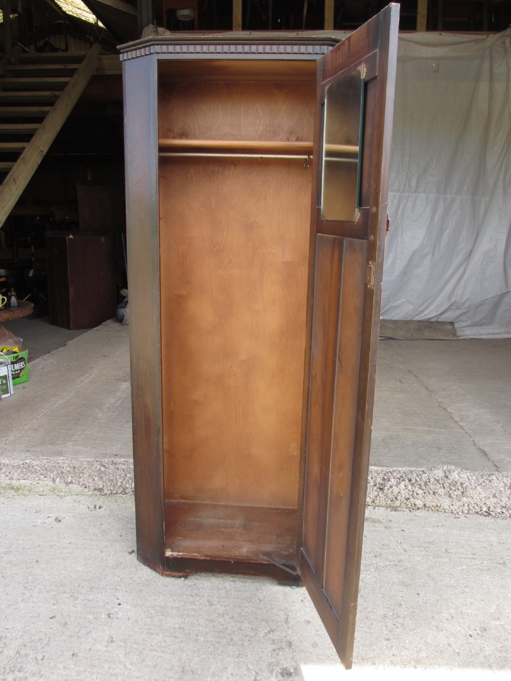Early 20th century oak canted cornered hall cupboard View VIII