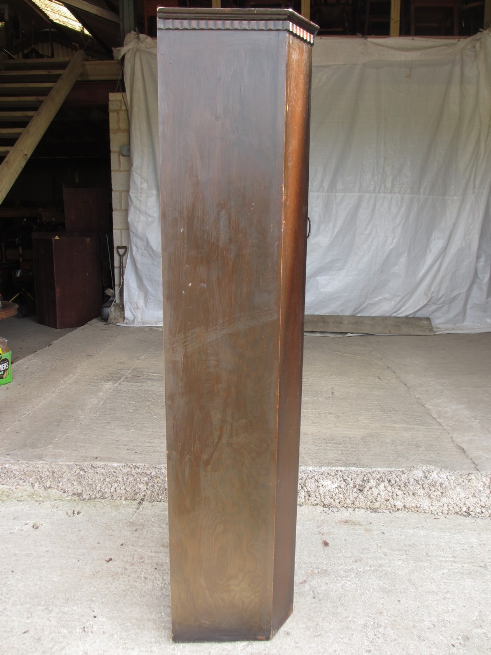 Early 20th century oak canted cornered hall cupboard View XI