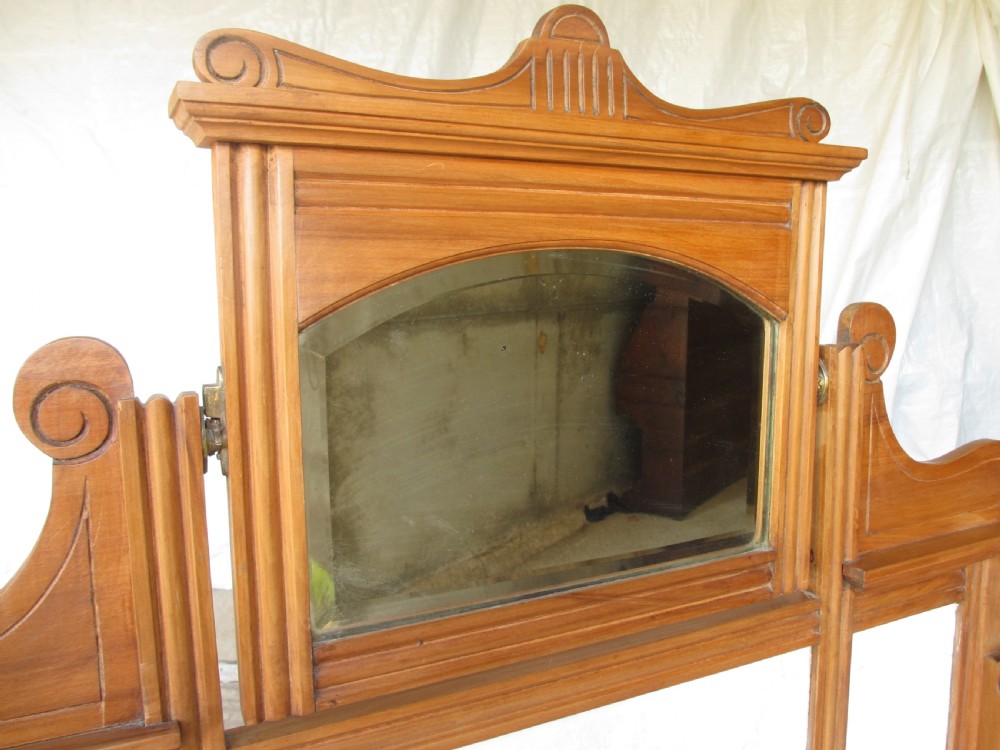Victorian satinwood washstand with mirrored and marble back View IV