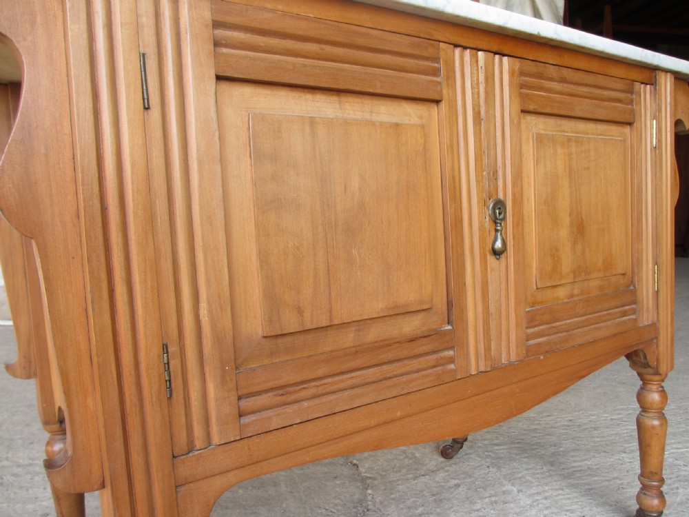 Victorian satinwood washstand with mirrored and marble back View VII