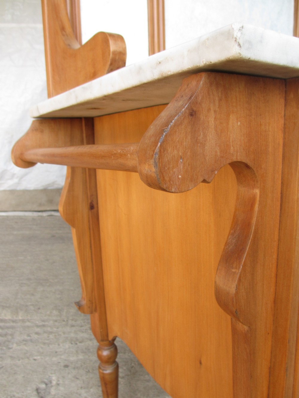 Victorian satinwood washstand with mirrored and marble back View VIII
