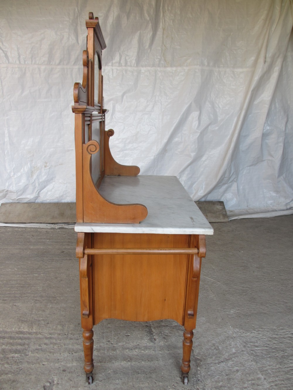 Victorian satinwood washstand with mirrored and marble back View XI