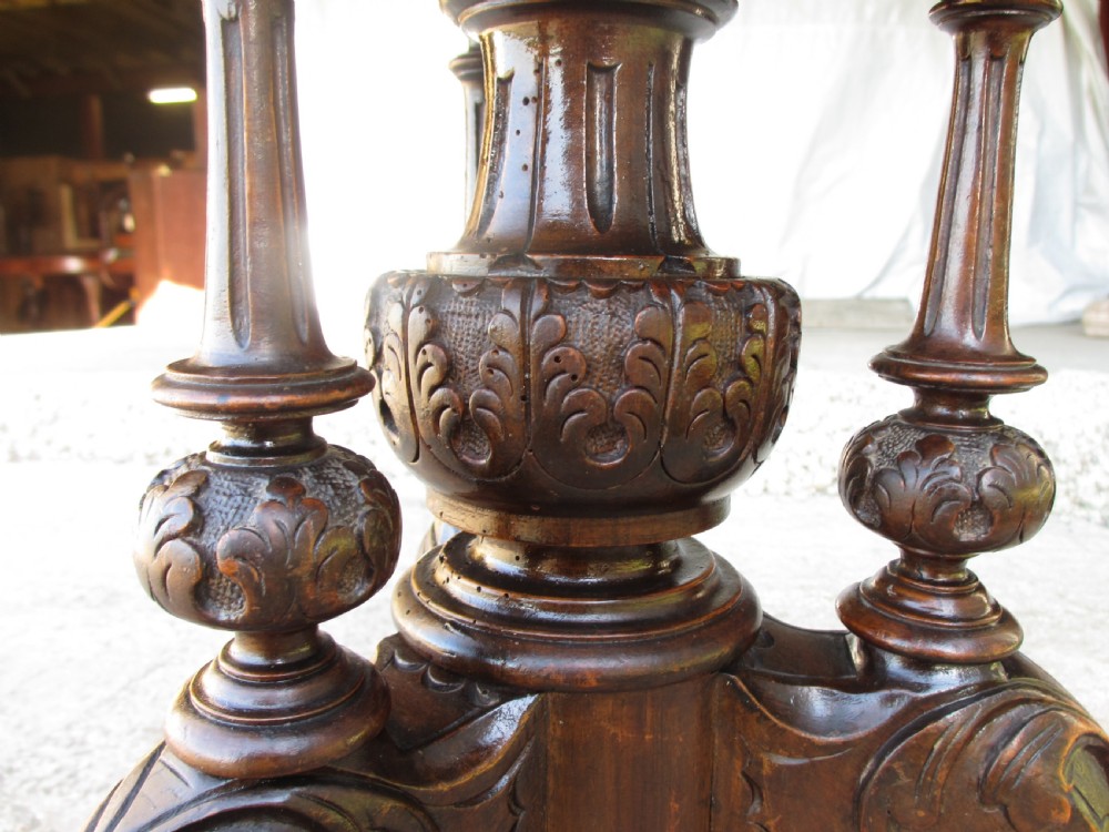 Victorian mahogany upholstered adjustable carved piano stool View VII