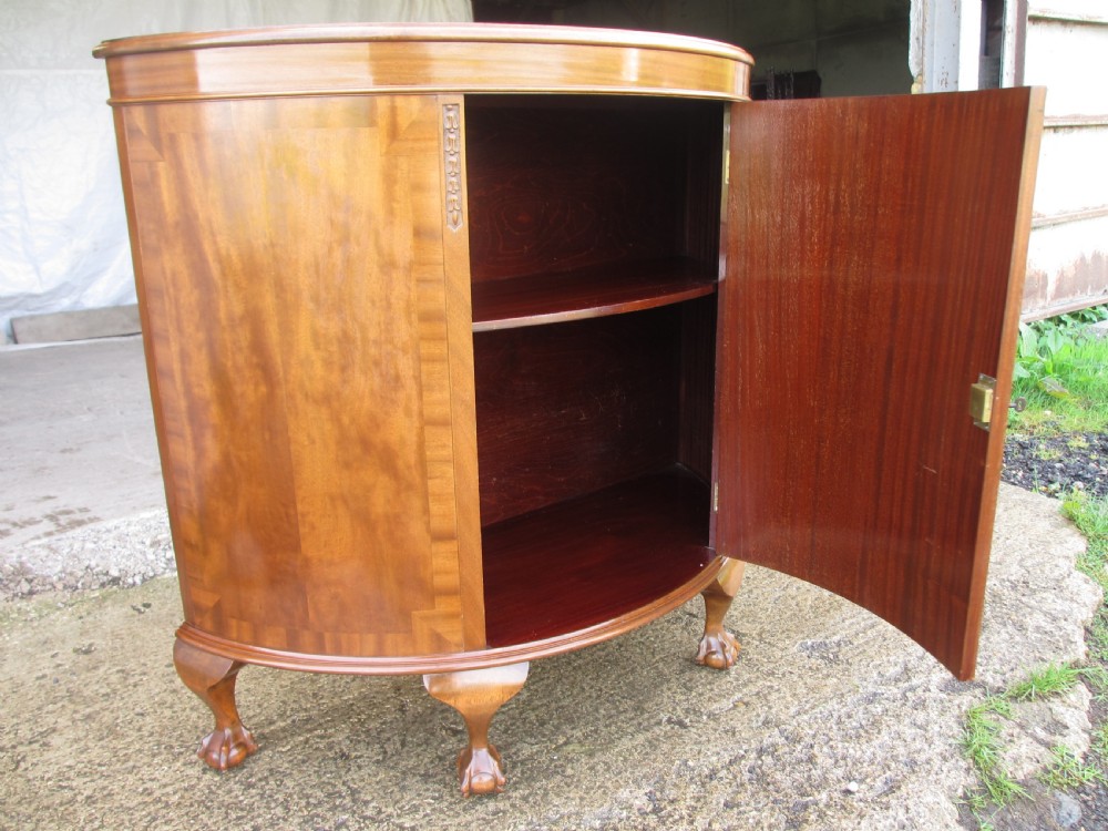 Early 20th century cross banded mahogany demi-lune style side door cabinet View VII