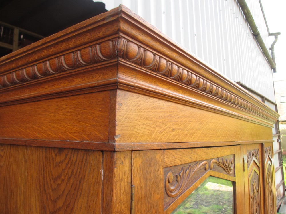 Late 19th century golden oak compactum wardrobe View II