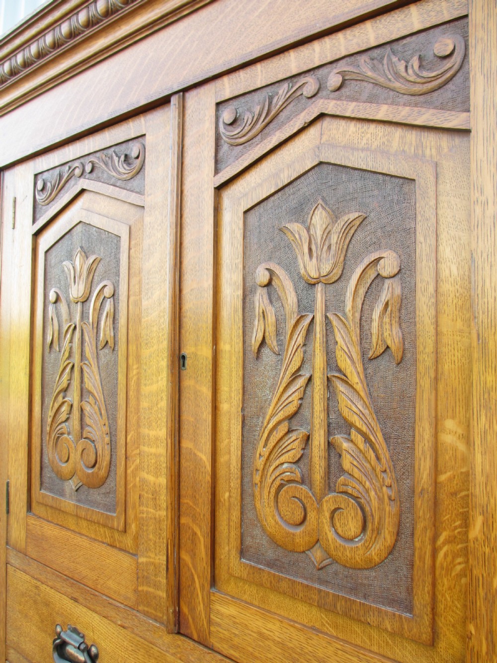 Late 19th century golden oak compactum wardrobe View IV