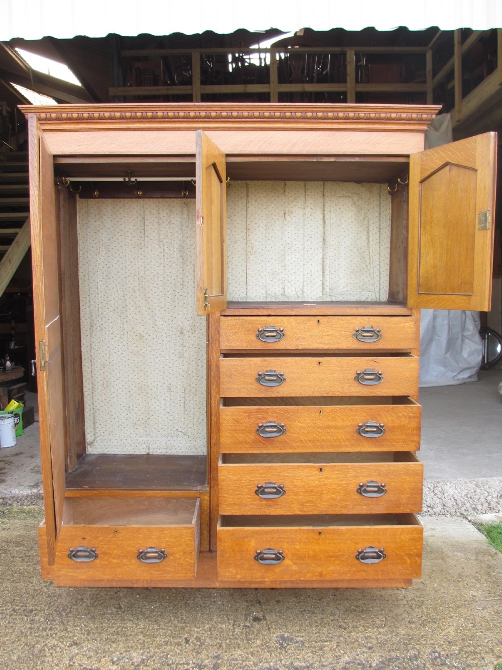 Late 19th century golden oak compactum wardrobe View VII