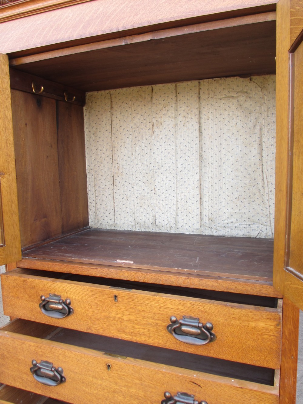 Late 19th century golden oak compactum wardrobe View IX