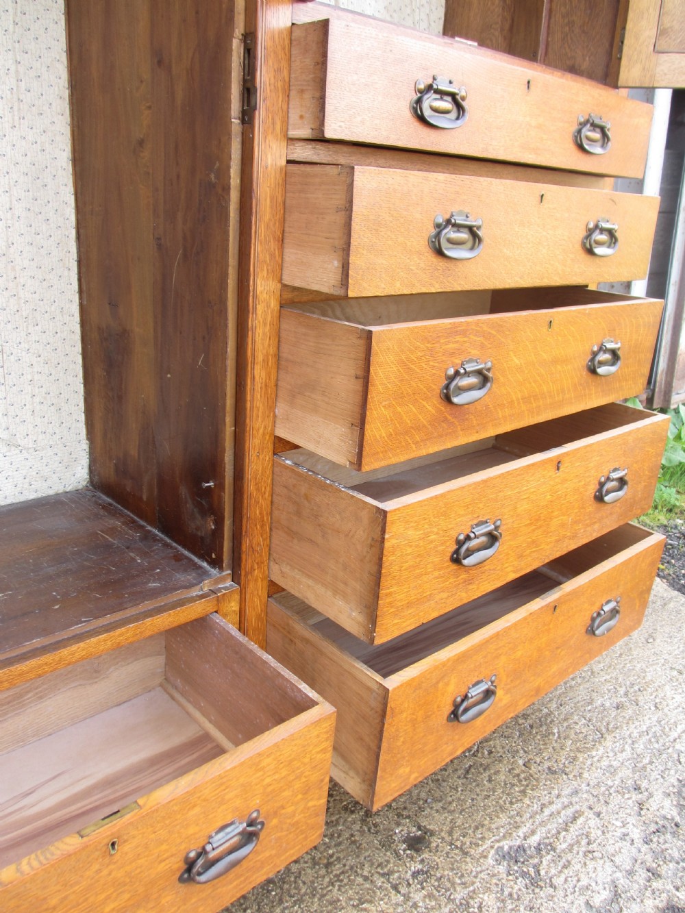 Late 19th century golden oak compactum wardrobe View XI