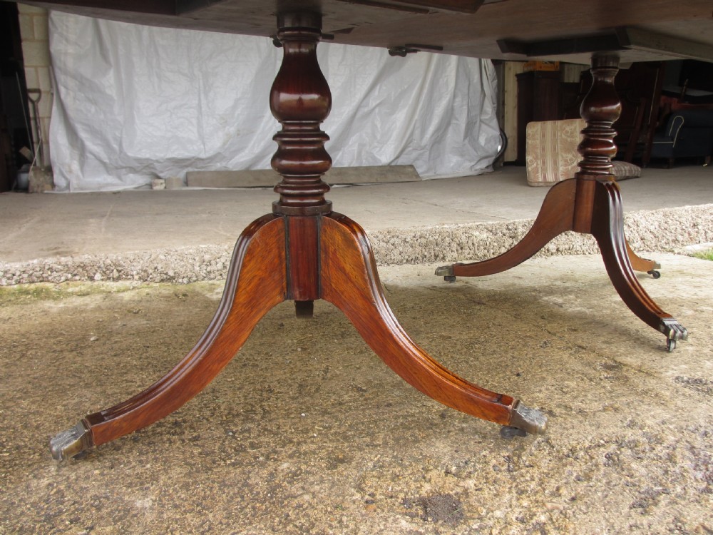 Early 20th century Regency style mahogany pedestal d-end dining table View VI