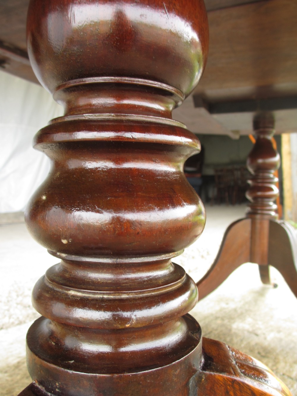Early 20th century Regency style mahogany pedestal d-end dining table View IX