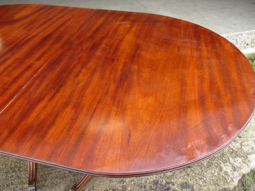 Early 20th century Regency style mahogany pedestal d-end dining table View XI