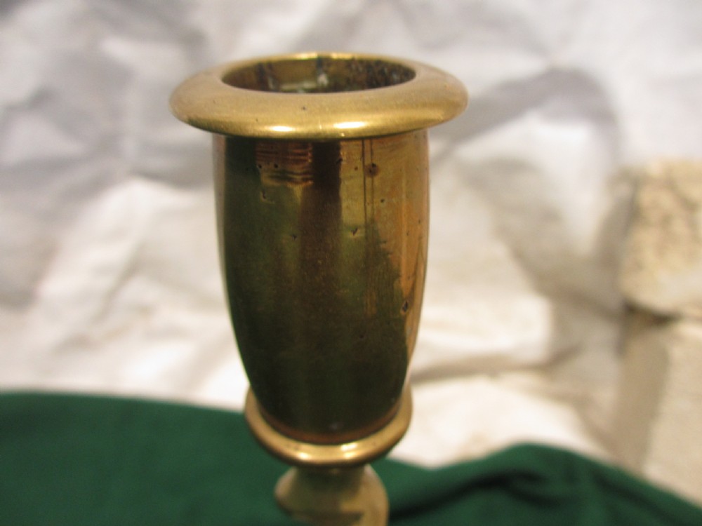 Pair of Victorian brass barley twist candle sticks View V