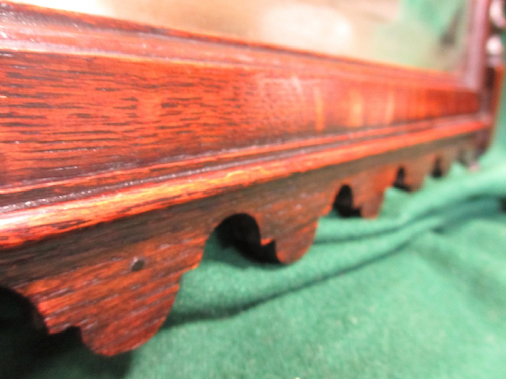 19th century oak framed barley twist bevel glass hanging wall mirror View IX