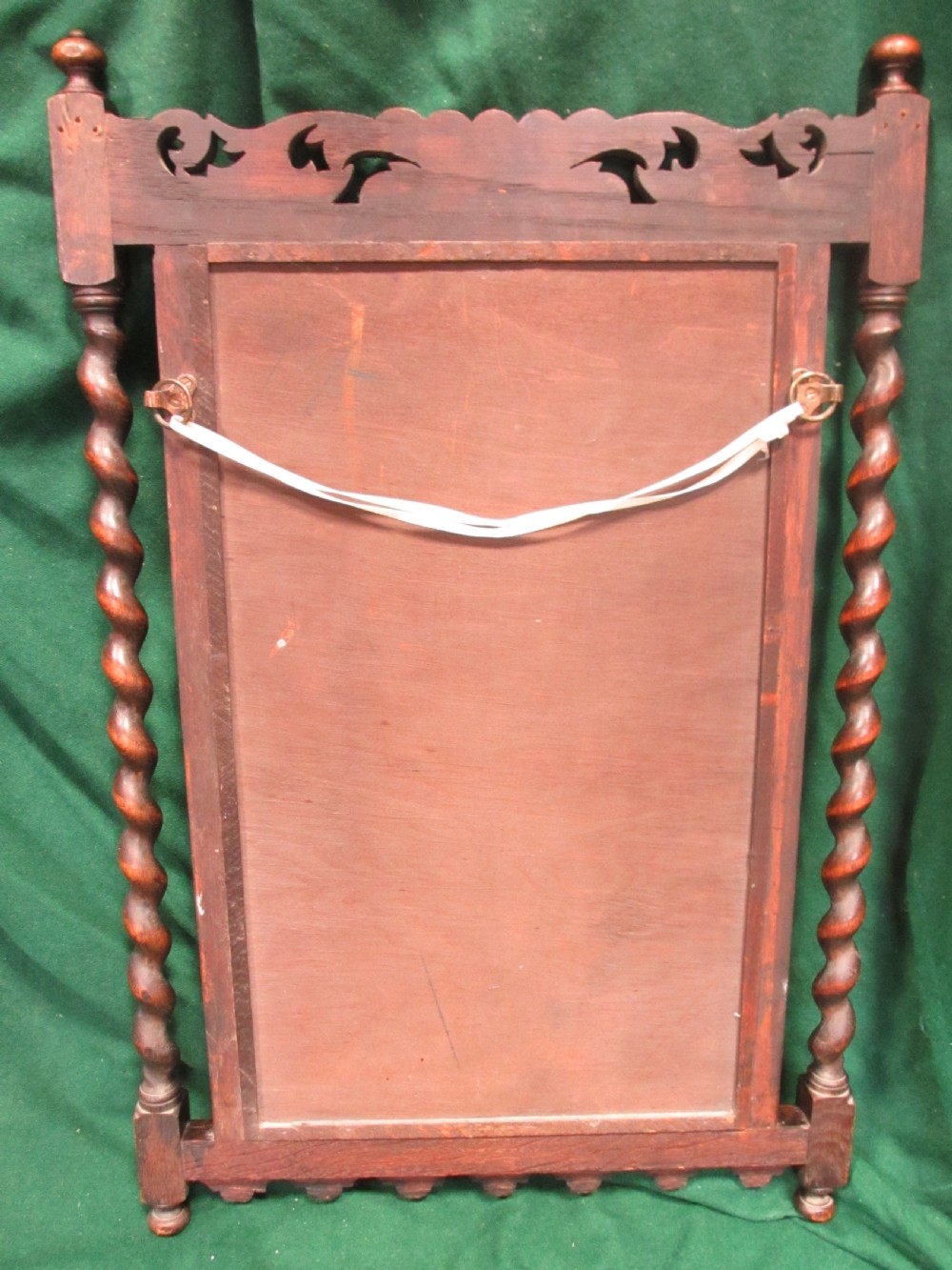 19th century oak framed barley twist bevel glass hanging wall mirror View XI