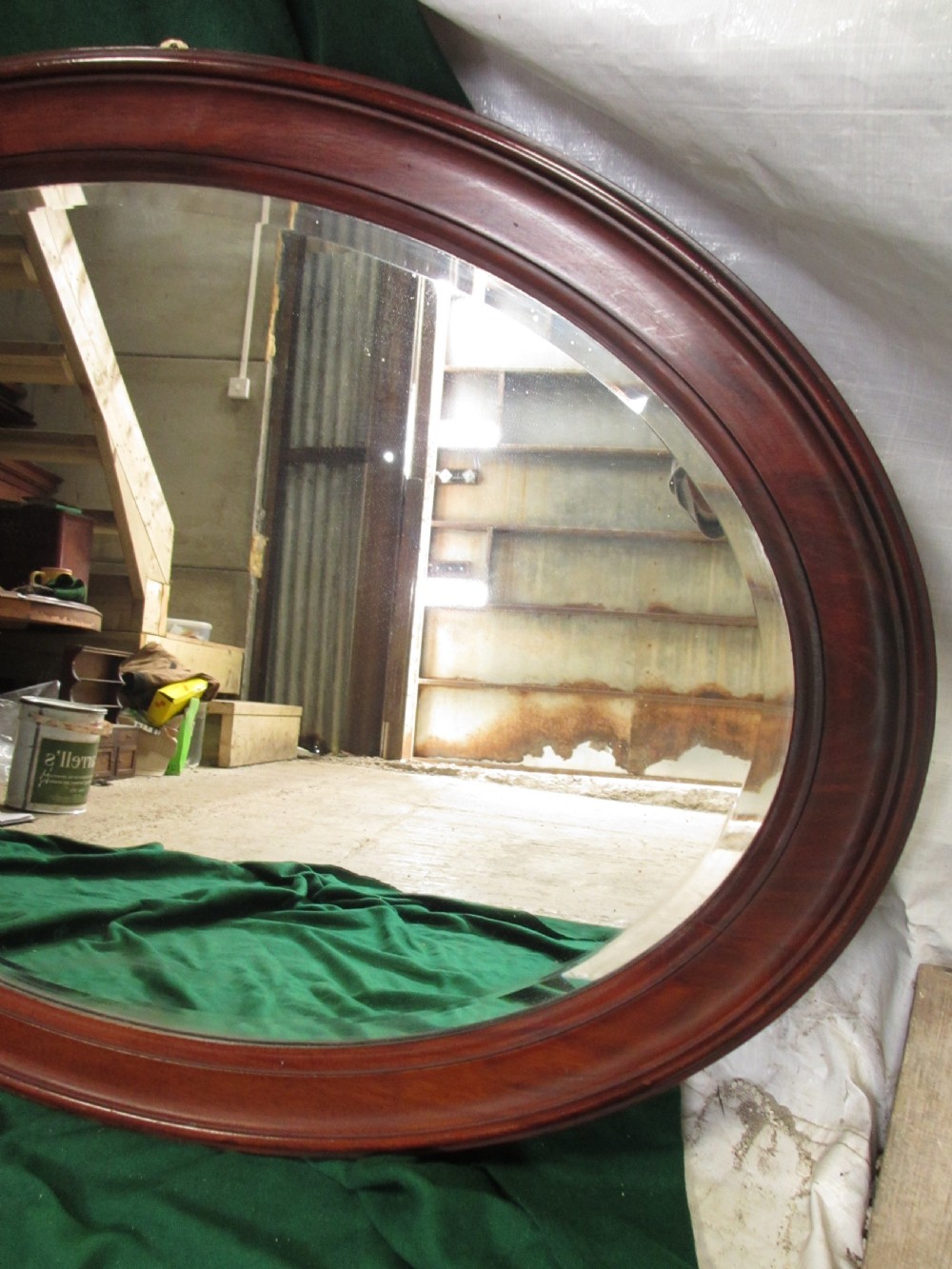 Late 19th century mahogany oval bevel glass mirror View III