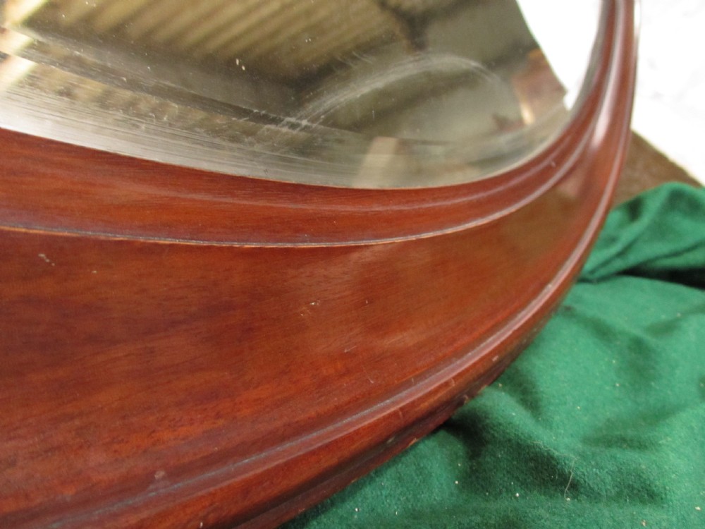 Late 19th century mahogany oval bevel glass mirror View V