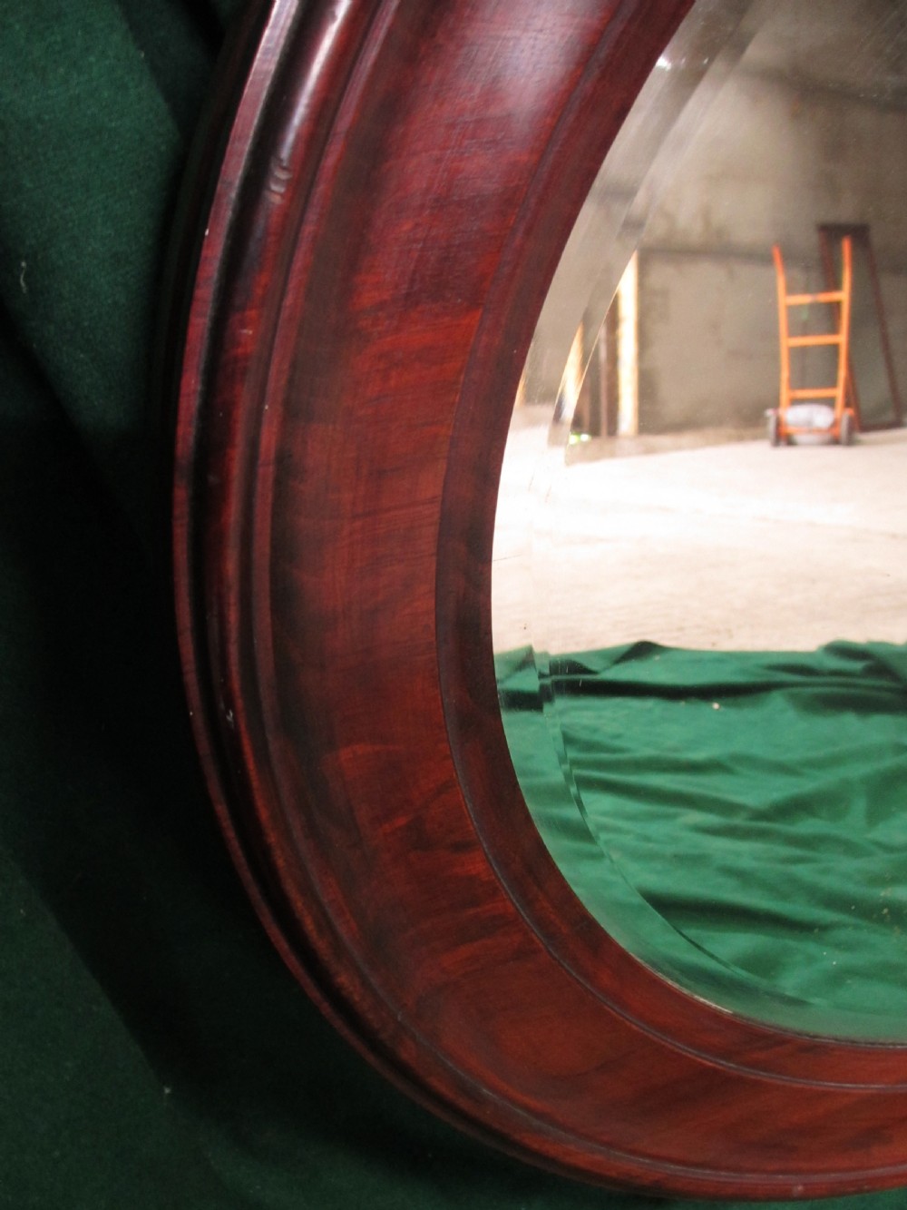 Late 19th century mahogany oval bevel glass mirror View VIII