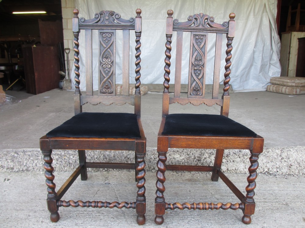 Pair of Victorian oak slat back dining chairs