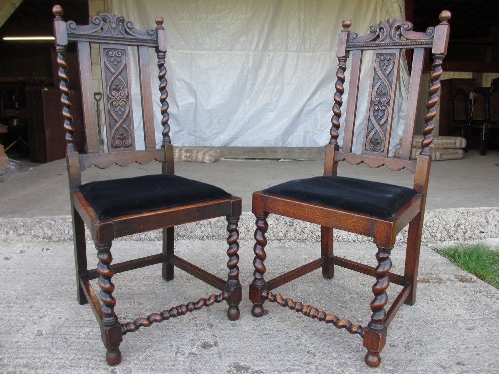 Pair of Victorian oak slat back dining chairs View III