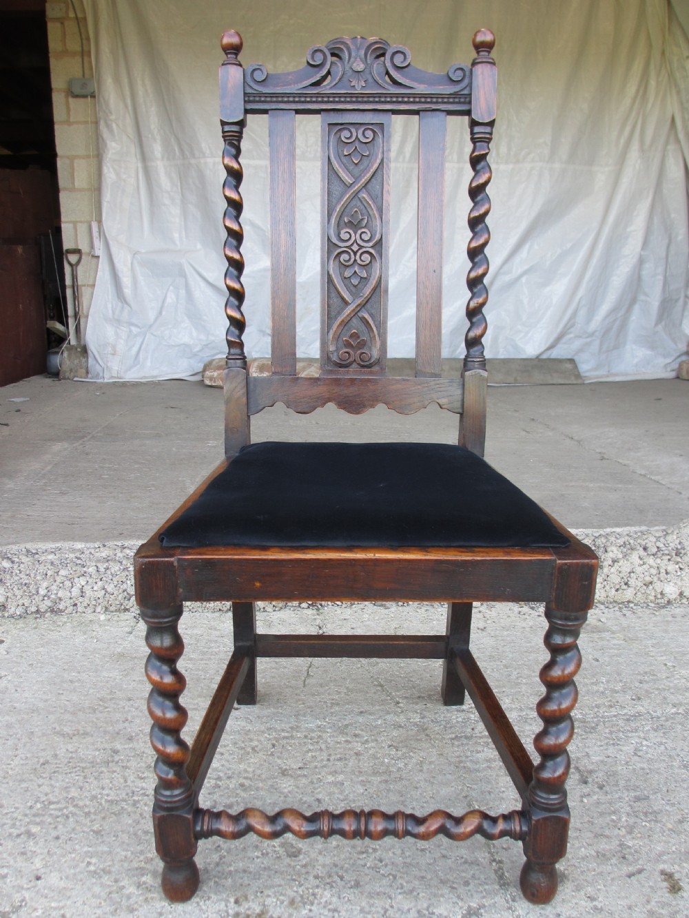 Pair of Victorian oak slat back dining chairs View IV