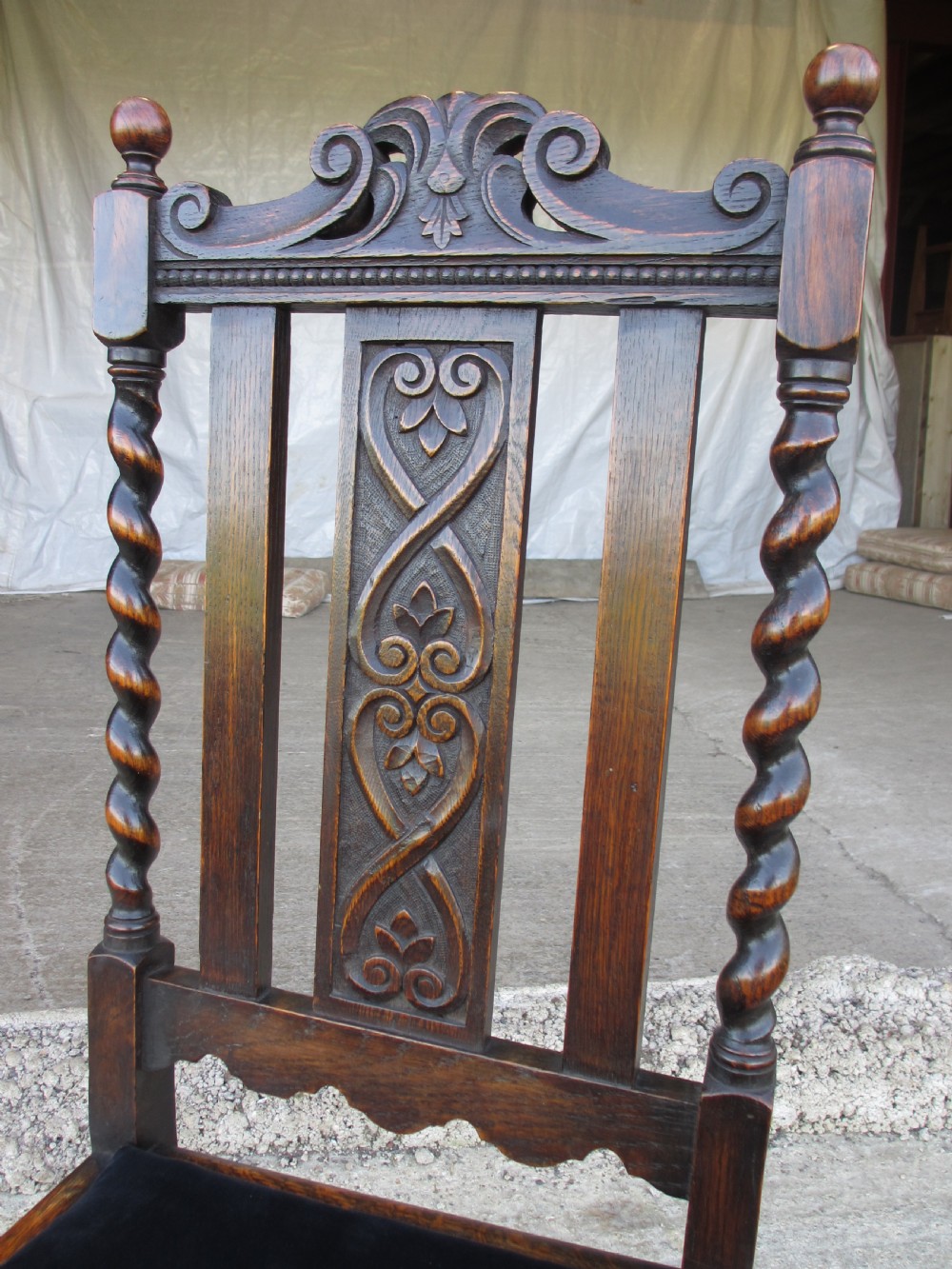 Pair of Victorian oak slat back dining chairs View V