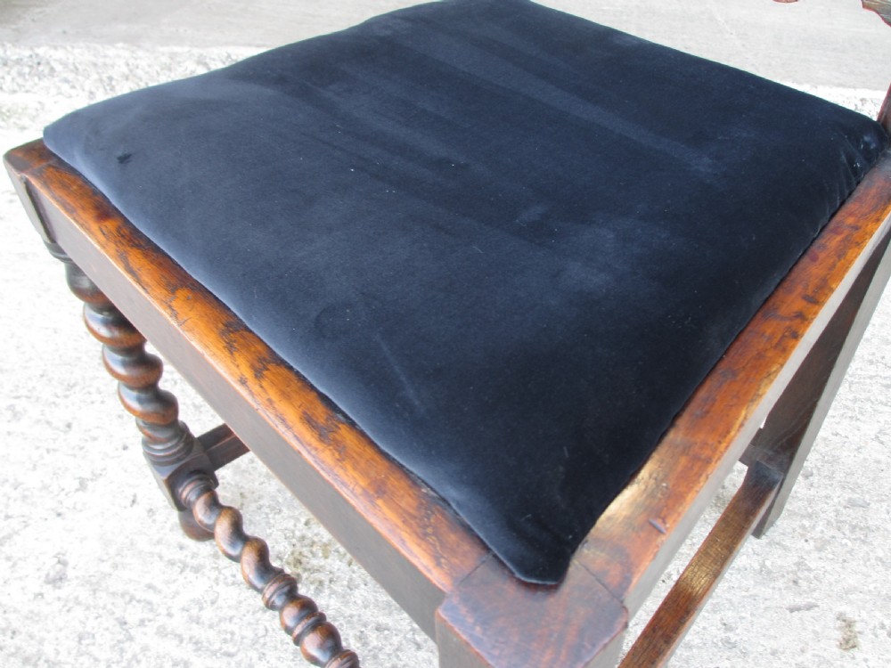 Pair of Victorian oak slat back dining chairs View VII