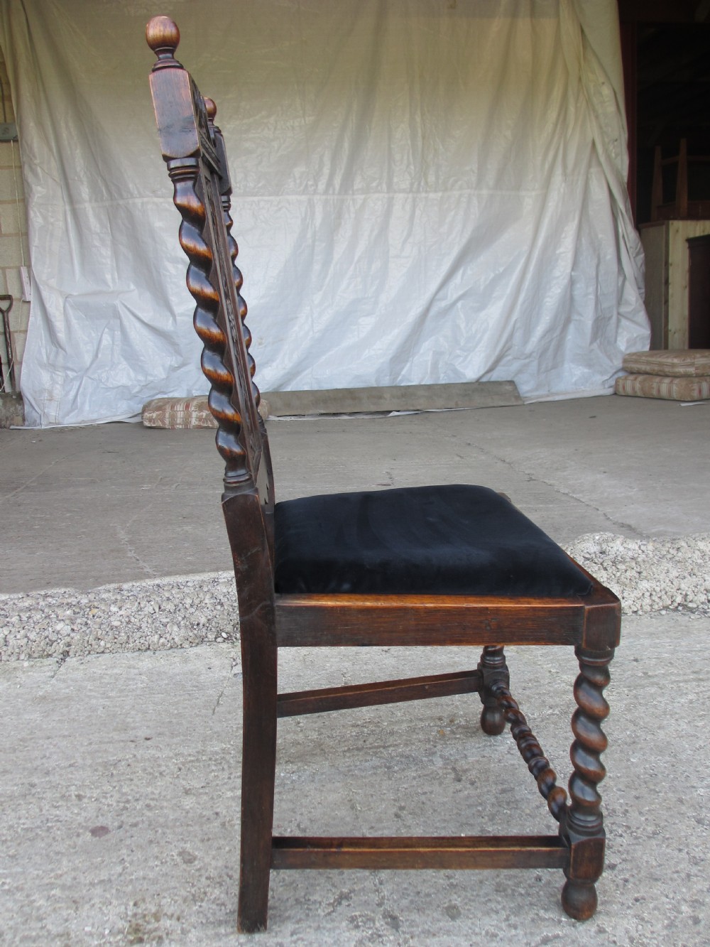 Pair of Victorian oak slat back dining chairs View XI