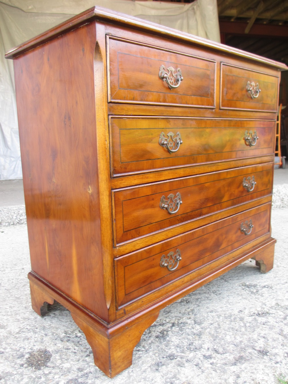 Georgian style yew wood chest of drawers View II
