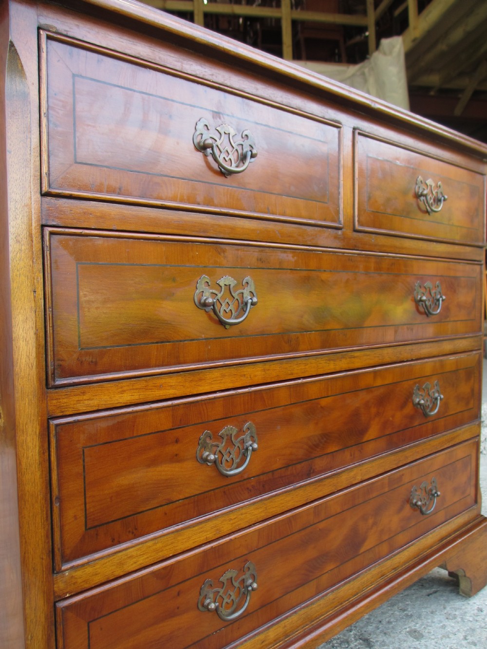Georgian style yew wood chest of drawers View V