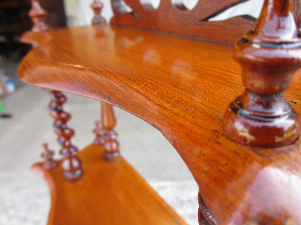 Victorian 5 tier mahogany barley twist serpentine fronted waterfall whatnot  View VIII