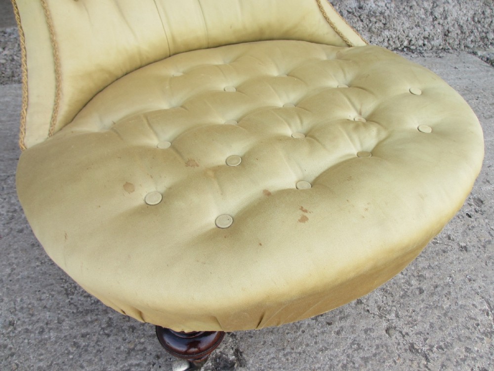 Unusual Victorian scroll back nursing chair View IV