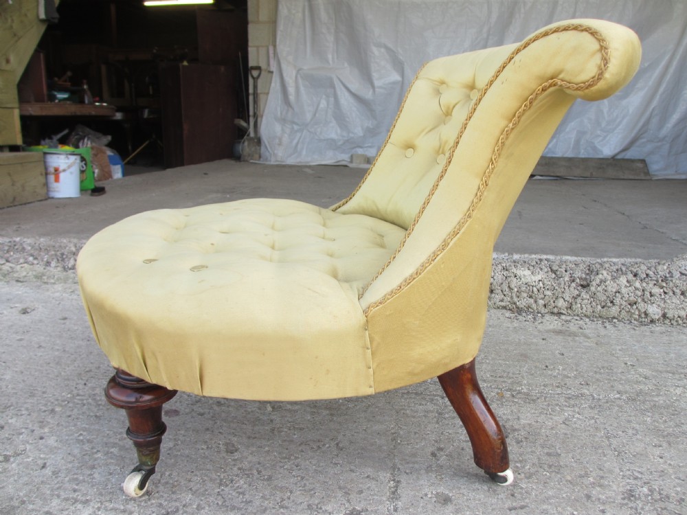 Unusual Victorian scroll back nursing chair View IX