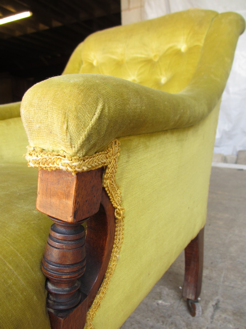 Victorian mahogany reading button back arm chair  View V
