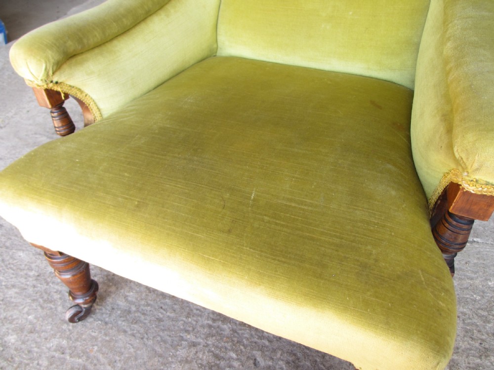Victorian mahogany reading button back arm chair  View VI