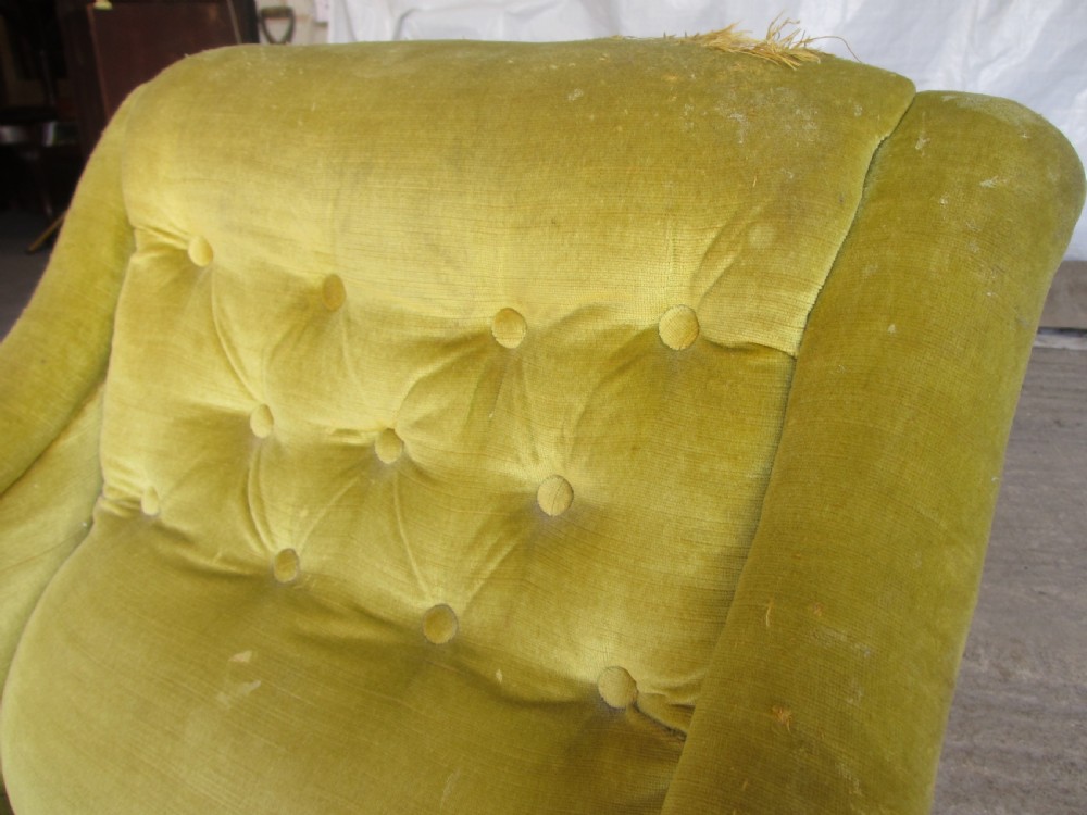 Victorian mahogany reading button back arm chair  View VII