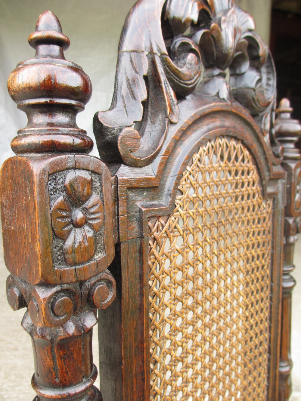 Set of 4 oak Victorian carved bergere dining chairs View VII
