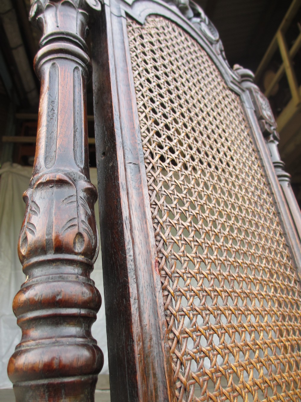 Set of 4 oak Victorian carved bergere dining chairs View VIII