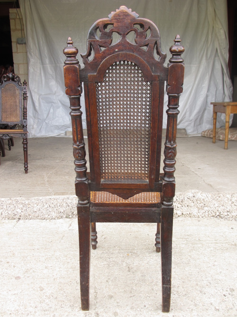 Set of 4 oak Victorian carved bergere dining chairs View XII
