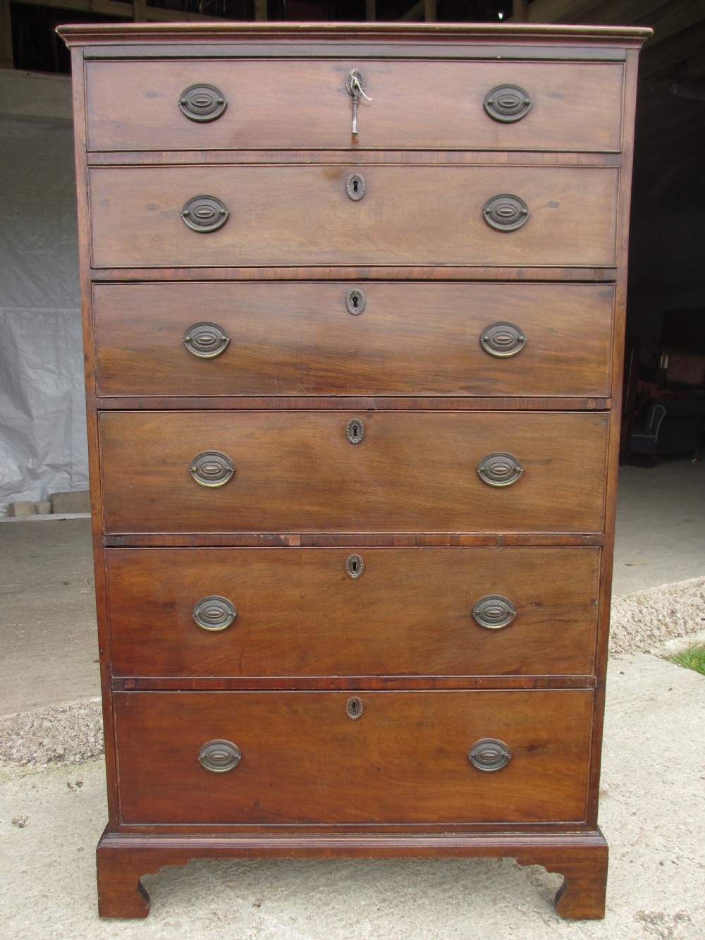 Georgian mahogany tall tapering 6 drawer chest of drawers