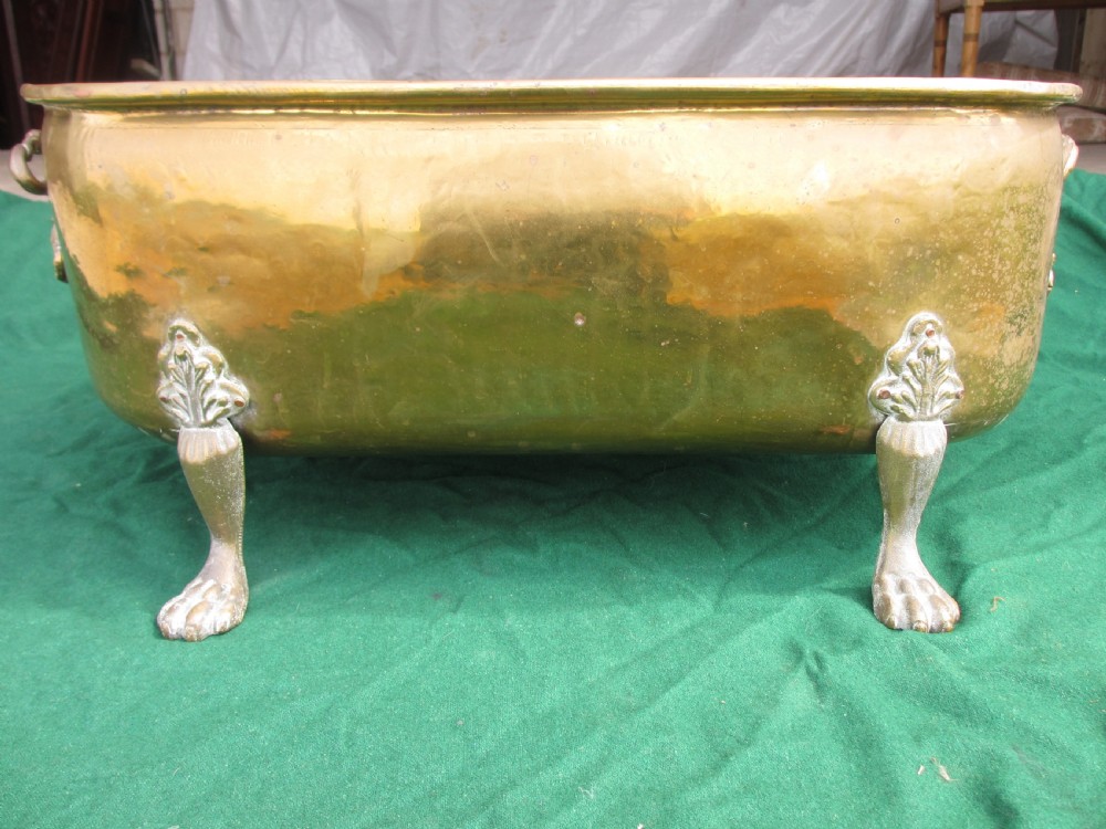 Large late 19th century rectangular shaped brass planter