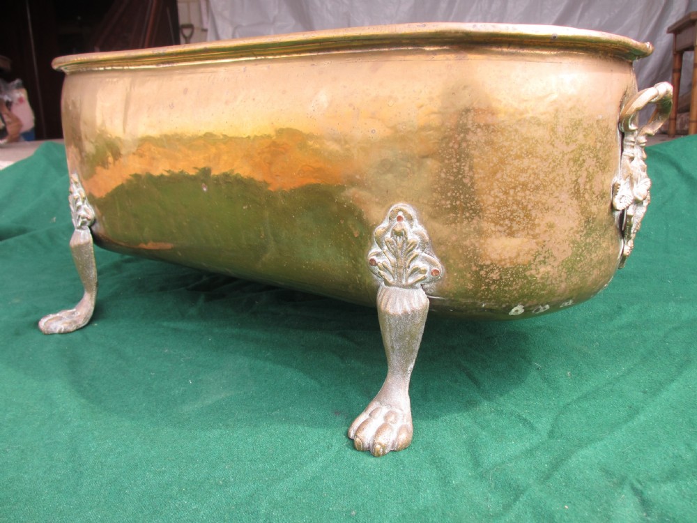 Large late 19th century rectangular shaped brass planter View III