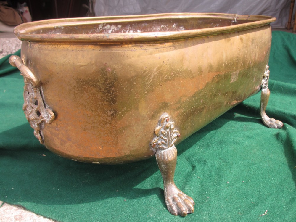 Large late 19th century rectangular shaped brass planter View VII