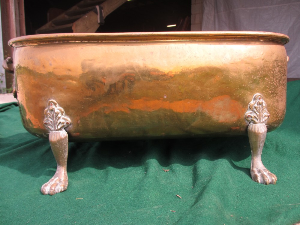 Large late 19th century rectangular shaped brass planter View VIII