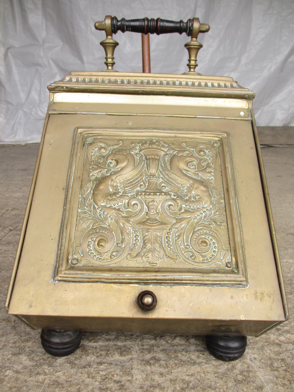 Victorian brass coal scuttle View II