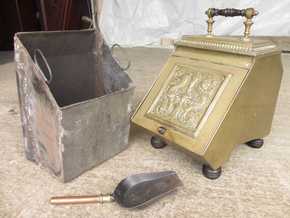 Victorian brass coal scuttle View X