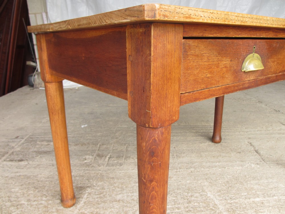 Victorian oak kitchen table with twin drawers  View VII