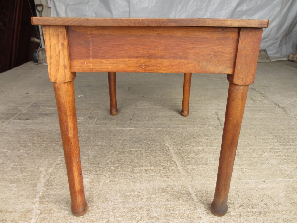 Victorian oak kitchen table with twin drawers  View XI