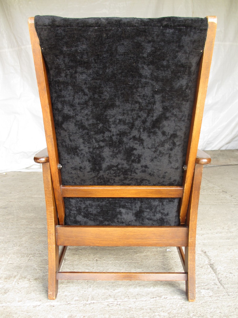 A pair of Edwardian oak plantation style Art Deco adjustable lean back armchairs View XII