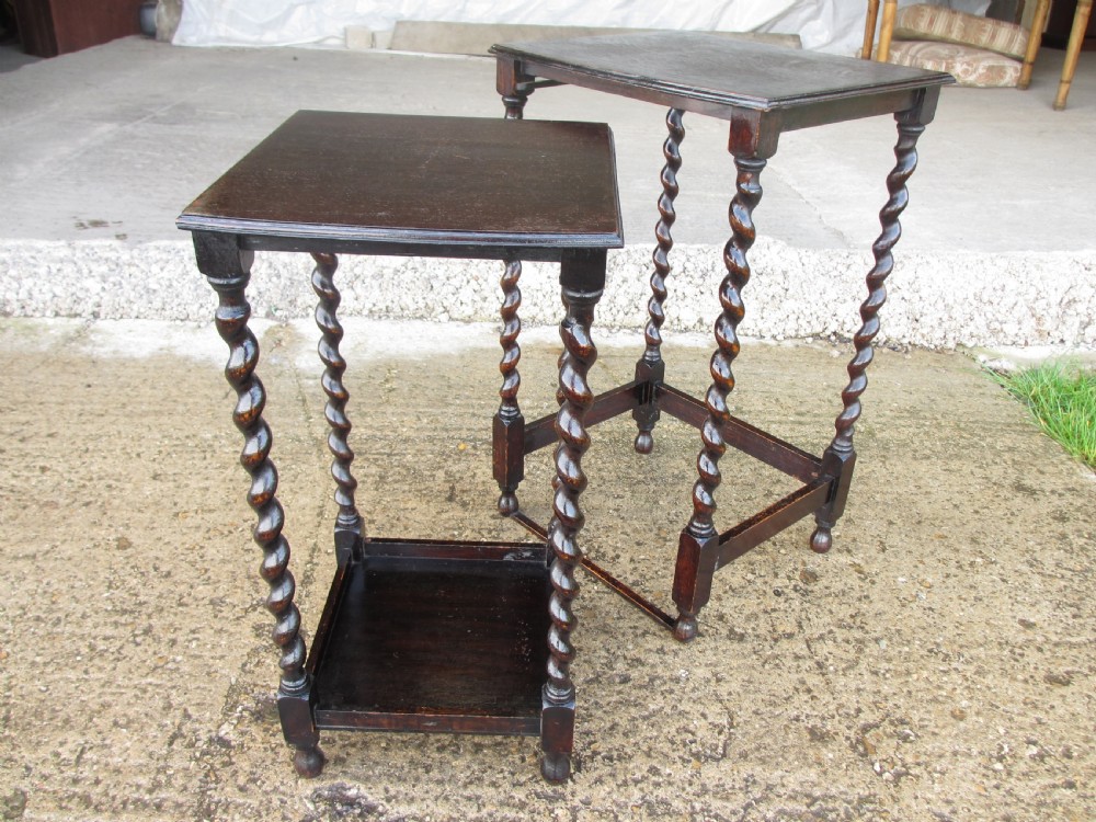Victorian oak barley twist set of 2 nest of tables View III